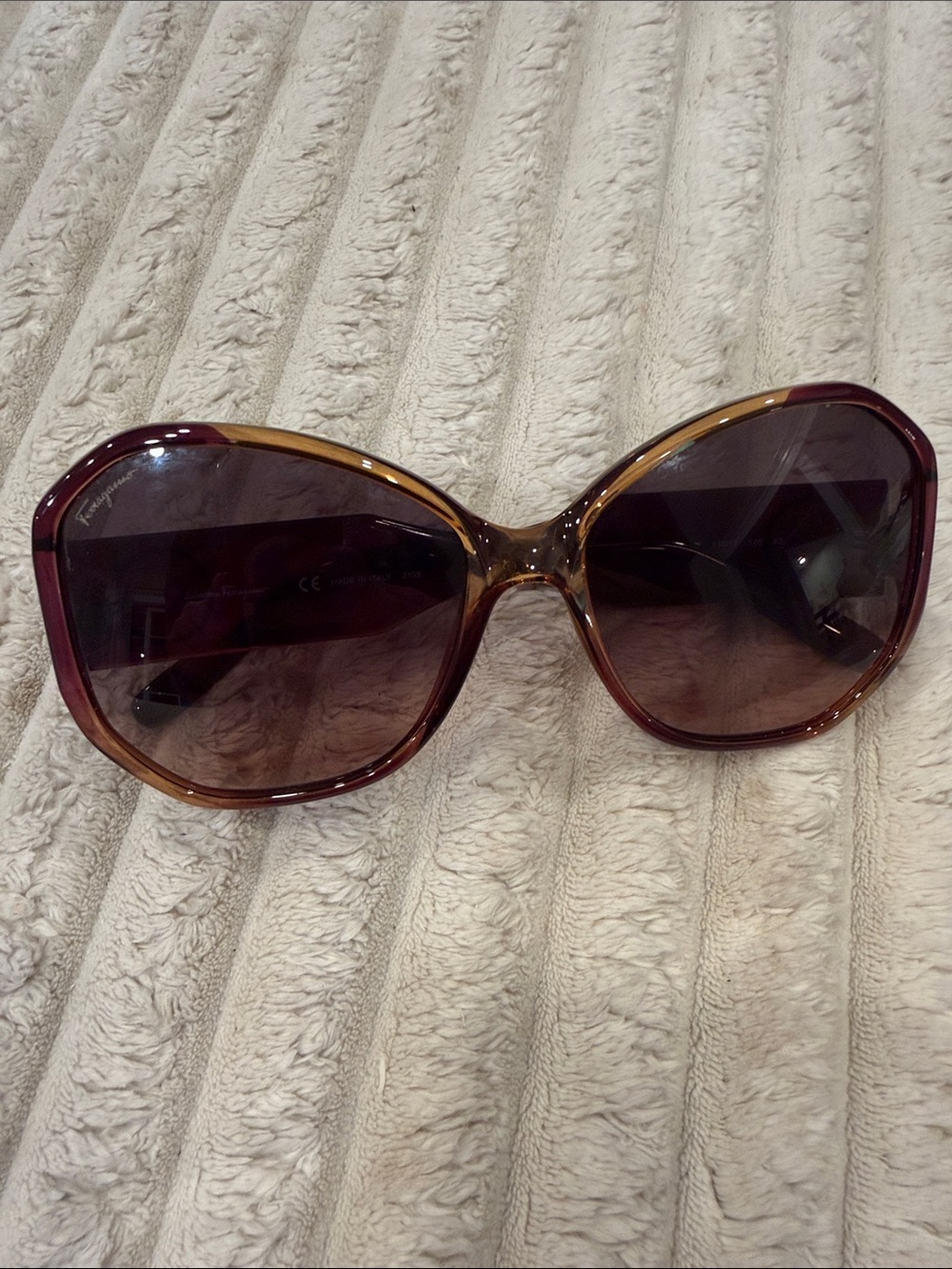 Salvatore Ferragamo Brown Gradient Oversized Butterfly Sunglasses